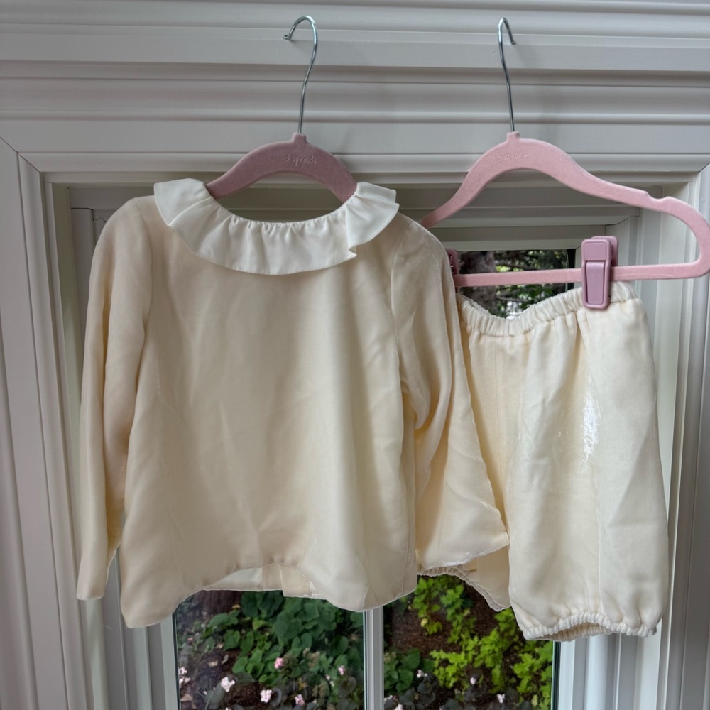 Bonpoint Cream Velvet and Silk Girls Set Size 3